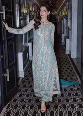FEROZEAH BY SARA ROHALE ASGHAR | EXQUISITE NET EMBROIDERED DRESS | FULLY HEAVY HAND EMBELLISHMENT EMBROIDERED SEQUENCE WORK, MOTI WORK, STONE WORK & PEARL'S WORK WITH HANGING TASSEL'S WORK | UNSTITCHED 3-PIECE SUIT | AE4-25-06