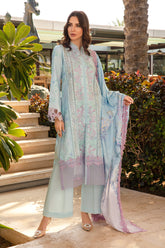 RANG RASIYA | CARNATION SUMMER 25' BEAUTIFULLY MULTI DIGITAL PRINTED LAWN HEAVY SCHIFFLI WORK & MULTI THREAD EMBROIDERED WORK | UNSTITCHED 3-PIECE SUIT | D-09 OCEAN