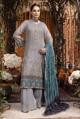 RANG-E-MEHFIL BY ADAN'S LIBAS | ELEGANTLY ARTICLE | FULLY HEAVY MULTI THREAD EMBROIDERED SEQUENCE WORK WITH HANGING TASSELS & PEARL'S WORK IN CHIFFON DRESS | UNSTITCHED 3-PIECE SUIT | D-005