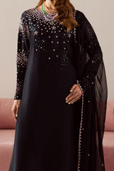 VANYA | A LUXURIOUS BLACK VELVET LONG SHIRT | FULLY HEAVY EMBROIDERED MULTI SEQUENCE WORK | UNSTITCHED 3-PIECE SUIT | PP-06