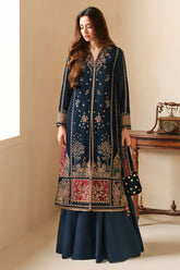 JAZMIN | ELEGANTLY EMBROIDERED VELVET SHIRT | FULLY HEAVY MULTI THREAD EMBROIDERED SEQUENCE WORK | UNSTITCHED 3-PIECE SUIT | 25-VF-2035