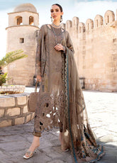 MARIA B - CHIKANKARI BROWN LUXURY EMBROIDERED DRESS PURE LAWN UNSTITCHED SUIT