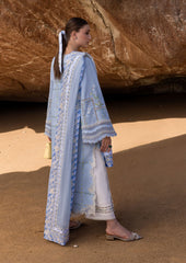 FLOW BY CRIMSON | ELEGANTLY MULTI DIGITAL PRINTED LAWN WITH ATTACHED CHICKENKARI LACE & HEAVILY EMBROIDERED THREAD WORK | UNSTITCHED 3-PIECE SUIT | A GIRL IN THE GARDEN | D-07-B