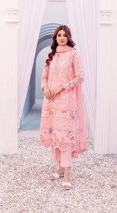 PINK DOVE BY SABEEN ABBAS | LUXURY CHICKENKARI WORK WITH FULL HEAVY EMBROIDERED LAWN | UNSTITCHED 3-PIECE SUIT