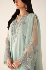 BAROQUE | THIS ELEGANT SET FEATURES A HANDMADE EMBELLISHED EMBROIDERED CHIFFON SHIRT | UNSTITCHED 3-PIECE SUIT | PR-1153