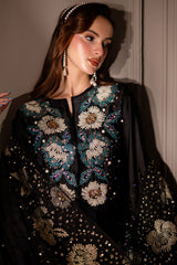 NUREH | LUXURY RAW SILK DRESS | FULLY HEAVY HAND EMBELLISHMENT EMBROIDERED WORK & HANGING TASSELS WORK | UNSTITCHED 3-PIECE SUIT | TW-18