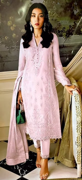 NEW EXCLUSIVE LUXURY WEDDING COLLECTION 25" - FULL HEAVY EMBROIDERED CHIFFON SUIT - UNSTITCHED 3-PIECE