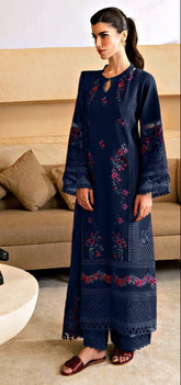 AZURE | LUXURY HEAVY CHICKENKARI WORK WITH MULTI THREAD EMBROIDERED LAWN | UNSTITCHED 3-PIECE SUIT