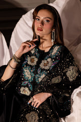 NUREH | LUXURY RAW SILK DRESS | FULLY HEAVY HAND EMBELLISHMENT EMBROIDERED WORK & HANGING TASSELS WORK | UNSTITCHED 3-PIECE SUIT | TW-18