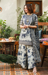 SAPPHIRE | LUXURY DIGITAL PRINTED WITH EMBROIDERED LAWN | UNSTITCHED 3-PIECE SUIT | D-210