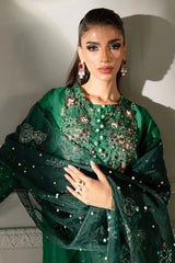 RUBY RUSH BY NUREH | LUXURY TWO TONE SHADES RAW SILK DRESS PARTY WEAR | BEAUTIFULLY HANDMADE EMBELLISHMENT EMBROIDERED SEQUENCE WORK | UNSTITCHED 3-PIECE SUIT | TW-09