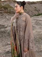 BIN ILYAS | LUXURY EMBROIDERED LAWN WITH HEAVY LAZER CUT WORK |UNSTITCHED 3-PIECE SUIT | BROWN WQ-24