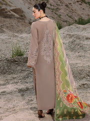 BIN ILYAS | LUXURY EMBROIDERED LAWN WITH HEAVY LAZER CUT WORK |UNSTITCHED 3-PIECE SUIT | BROWN WQ-24