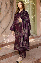 BAROQUE FARASHA WINTER POlY KHADDAR DIGITAL PRINT 3 PIECE DRESS.