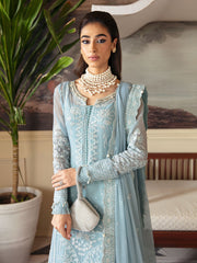 CALYPSO BY GULAAL | EXQUISITELY ORGANZA EMBROIDERED DRESS | LUXURY FULLY HEAVY HAND EMBELLISHMENT EMBROIDERED SEQUENCE WORK WITH HANGING TASSELS & HANGING PEARL'S WORK | UNSTITCHED 3-PIECE SUIT | GL-EC-23V1-05