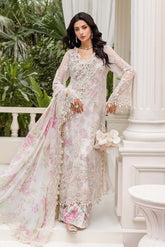 MARIA.B | EXCLUSIVE WEAR | FULLY HEAVY MULTI THREAD EMBROIDERED SEQUENCE WORK WITH HANGING TASSELS, PEARL'S & STONE WORK CHIFFON DRESS | UNSTITCHED 3-PIECE SUIT | MPC-25-101