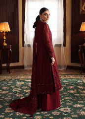 EVAYNA BY GULAAL | ELEGANTLY FULLY HEAVY THREAD EMBROIDERED SEQUENCE WORK WITH EMBROIDERED FLOWER BANCHES CHIFFON SHIRT | UNSTITCHED 3-PIECE SUIT | VEZEEN - GUL25EV | MAROON