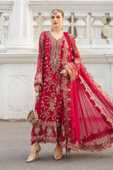 MARIA.B | ELEGANTLY ARTICLE | FULLY HEAVY MULTI THREAD EMBROIDERED SEQUENCE WORK WITH PEARL'S WORK, MOTI WORK & STONE WORK CHIFFON DRESS | UNSTITCHED 3-PIECE SUIT | MPC-24-107