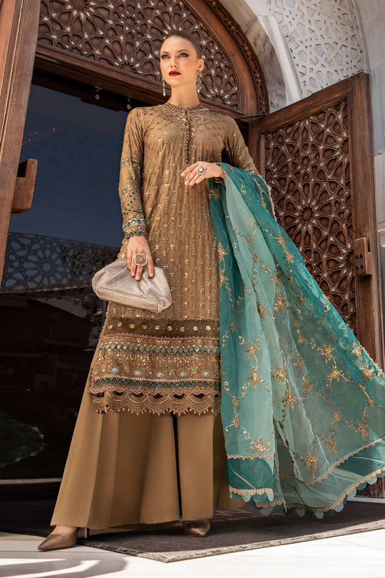 MARIA B - LUXURY WEDDING COLLECTION'2025 EMBROIDERED RAW SILK Shanzay Outfit MARIA B - LUXURY WEDDING COLLECTION'2025 EMBROIDERED RAW SILK Shanzay Outfit