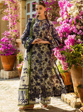 ELAF | DIGITAL PRINTED WITH CHIKANKARI LUXURY LAWN'25 EMBROIDERED UNSTITCHED 3-PIECE SUIT | ELK-01A BLUE