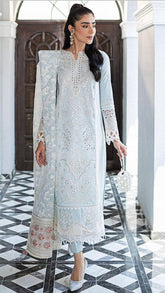 CHICKEN KARI - LIGHT BLUE LUXURY LAWN WITH EMBROIDERED UNSTITCHED 3-PIECE SUIT