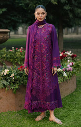 BIN ILYAS | LUXURY LAWN FULLY HEAVY MULTI THREAD EMBROIDERED WORK | UNSTITCHED 3-PIECE SUIT | D-105-B