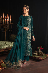 IZNIK | LUXURY VELVET DRESS | FULLY HEAVY THREAD EMBROIDERED SEQUENCE WORK WITH EMBROIDERED BANCHES | UNSTITCHED 3-PIECE SUIT | IV-47