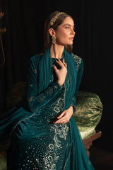 IZNIK | LUXURY VELVET DRESS | FULLY HEAVY THREAD EMBROIDERED SEQUENCE WORK WITH EMBROIDERED BANCHES | UNSTITCHED 3-PIECE SUIT | IV-47