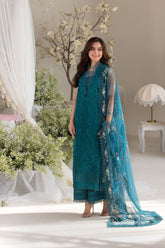 SOBIA NAZIR | LUXURY LAWN'25 D-2A | HEAVY EMBROIDERED CHICKENKARI LAWN WITH SCHIFFLI WORK | UNSTITCHED 3-PIECE SUIT | ZINC GREEN