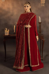 GULNAAR - MEERAL LUXE | ELEGANTLY LONG SHIRT STYLE | FULLY HEAVY THREAD EMBROIDERED SEQUENCE WORK CHIFFON DRESS | UNSTITCHED 3-PIECE SUIT