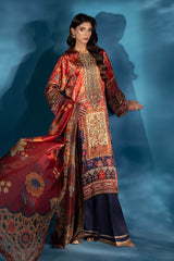 MARIA B | ELEGANTLY MULTI DIGITAL PRINTED SILK DRESS | UNSTITCHED 3-PIECE SUIT | MPS-W25-08-R