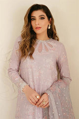 CROSS STITCH - LILAC BLOOM - SWISS LUXURY LAWN PRINTED WITH EMBROIDERED UNSTITCHED SUIT