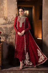 ROYAL CRIMSON BY AZURE | ELEGANTLY ARTICLE | PREMIUM HAND EMBELLISHMENTE EMBROIDERED CHIFFON DRESS | UNSTITCHED 3-PIECE SUIT | D-I-01253