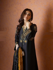 POSHKARI | LUXURY SHEESHA SILK DRESS | HEAVY HAND EMBELLISHMENTE EMBROIDERED WORK & EMBROIDERED BANCHES ATTACHED WITH INCLUDING HIGH QUALITY CUSTOMIZED TASSELS | UNSTITCHED 3-PIECE SUIT