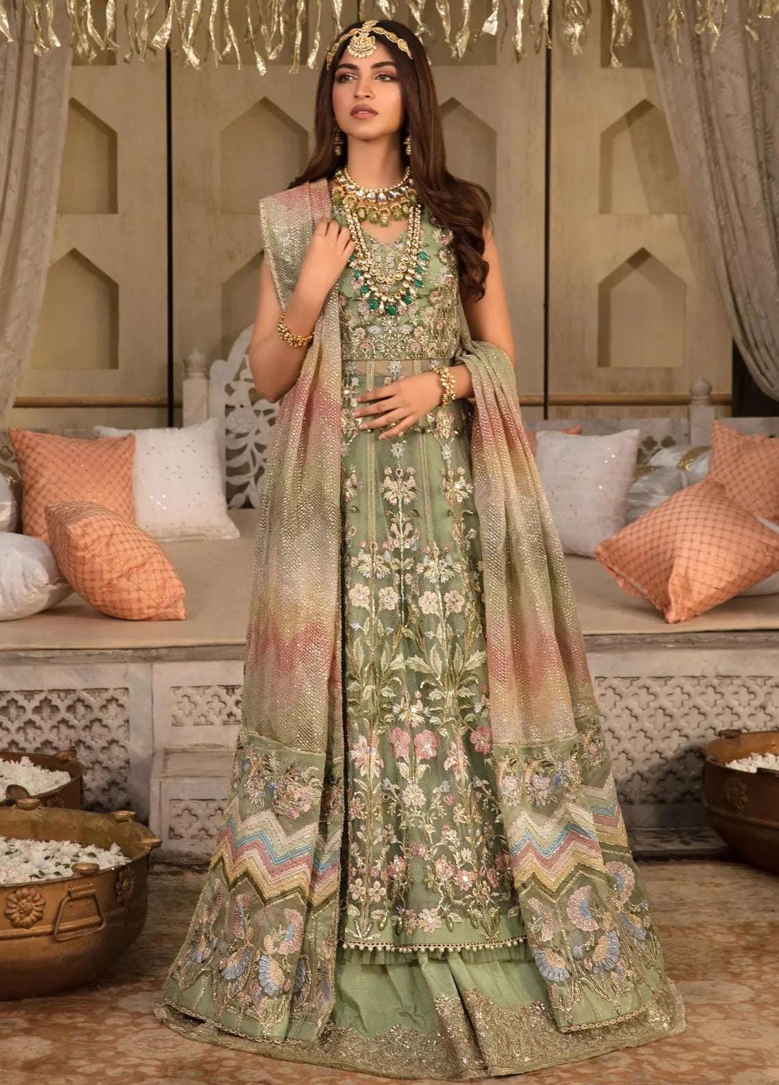 Crimson Mint Green Bridal Collection Net Replica Shanzay Outfit Crimson Mint Green Bridal Collection Net Replica Shanzay Outfit