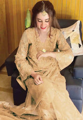 ANAYA - GOLDEN - LUXURY SOFT NET WITH HEAVY EMBROIDERED - UNSTITCHED 3-PIECE SUIT