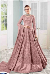 MARIA B | EXQUISITELY NET EMBROIDERED MAXI | FULLY HEAVY HAND EMBELLISHMENT EMBROIDERED SEQUENCE WORK, MOTI WORK, MARBLES STONE WORK WITH HANGING PEARL'S & TASSEL'S WORK NET MAXI | UNSTITCHED 3-PIECE | TEAPINK