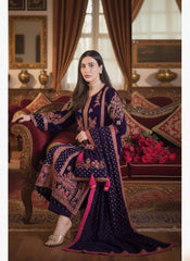 OCEANS BY ANEELAS | ELEGANTLY VELVET DRESS | FULLY HEAVY MULTI THREAD EMBROIDERED SEQUENCE WORK WITH HANGING TASSELS WORK | UNSTITCHED 3-PIECE SUIT | PURPLE