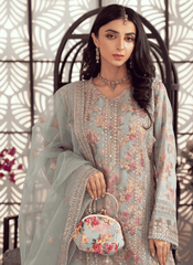 BINT-E-NOOR | LUXURY ORGANZA EMBROIDERED UNSTITCHED SUIT WITH CLUTCH👜
