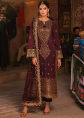 CHAMKEELI BY ASIM JOFA EMBROIDERED CHIFFON SUIT - MAROON