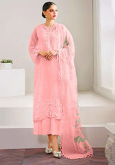 BAROQUE |LUXURY ORGANZA DRESS | FULLY HEAVY HAND EMBELLISHMENT EMBROIDERED MULTI SEQUENCE WORK, PEARL'S WORK & HANGING TASSELS WORK WITH LAZER CUT DESIGN ORGANZA DRESS | UNSTITCHED 3-PIECE SUIT