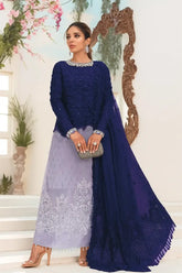 TIE & DIE BY MARIA B | ELEGANTLY PARTY & WEDDING WEAR COLLECTION | PREMIUM HAND EMBELLISHMENT EMBROIDERED WITH HANGING TASSELS WORK, STONE & PEARL'S WORK NET DRESS | UNSTITCHED 3-PIECE SUIT