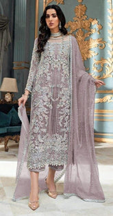 ROSEMEEN BY MUSHQ | EXCLUSIVE WEAR | PREMIUM HAND EMBELLISHMENT EMBROIDERED WORK | LUXURY NET DRESS | UNSTITCHED 3-PIECE SUIT