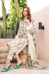 MARIA B M.PRINT LAWN OFF-WHITE UNSTITCH FORMAL WEAR COLLECTION