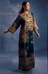 SABYASACHI | BEAUTIFULLY MULTI DIGITAL PRINTED SILK DRESS WITH FULLY HEAVY MULTI THREAD EMBROIDERED SEQUENCE WORK| UNSTITCHED 3-PIECE SUIT | ZIN BLUE