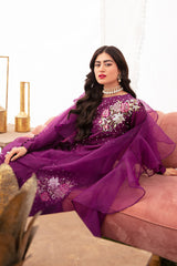 VANYA | BEAUTIFULLY HEAVY MULTI THREAD EMBROIDERED SEQUENCE WORK BANCHES WITH ATTACHED IRON STONE WORK RAW SILK DRESS | UNSTITCHED 3-PIECE SUIT | MF-05