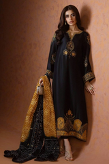 POSHKARI | LUXURY SHEESHA SILK DRESS | HEAVY HAND EMBELLISHMENTE EMBROIDERED WORK & EMBROIDERED BANCHES ATTACHED WITH INCLUDING HIGH QUALITY CUSTOMIZED TASSELS | UNSTITCHED 3-PIECE SUIT