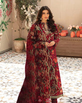 Vanya Maroon Luxury Lawn Collection Replica