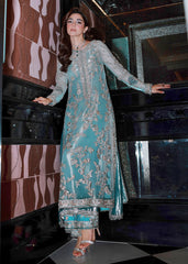 FEROZEAH BY SARA ROHALE ASGHAR | EXQUISITE NET EMBROIDERED DRESS | FULLY HEAVY HAND EMBELLISHMENT EMBROIDERED SEQUENCE WORK, MOTI WORK, STONE WORK & PEARL'S WORK WITH HANGING TASSEL'S WORK | UNSTITCHED 3-PIECE SUIT | AE4-25-06