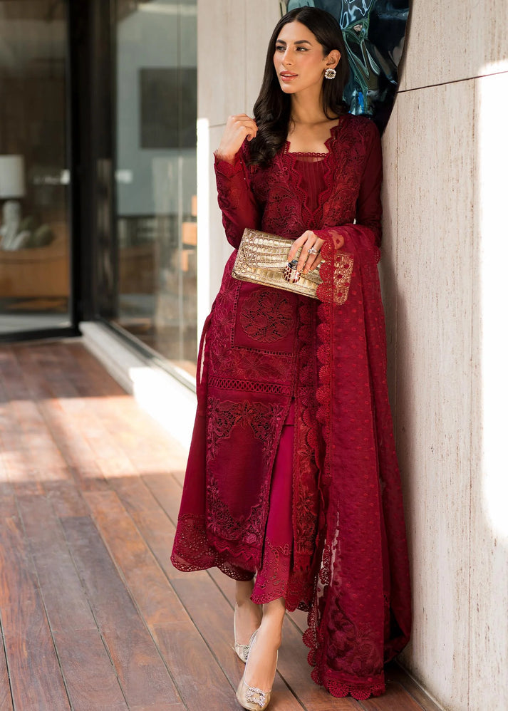 ROUGE BY SAIRA SHAKIRA  "LUXURY EMBROIDERED LAWN 25" UNSTITCHED 3-PIECE SUIT "VALENTINE RED"